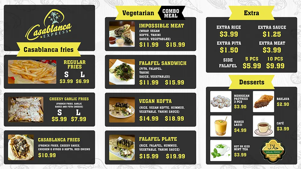 Casablanca Express Menu